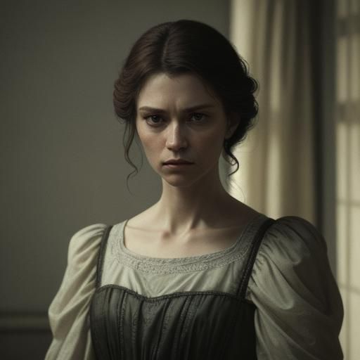 Cinematic Woman in Dim Light with Longing Expression