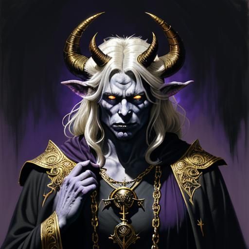 Wight Devil Portrait in Dark Fantasy Style