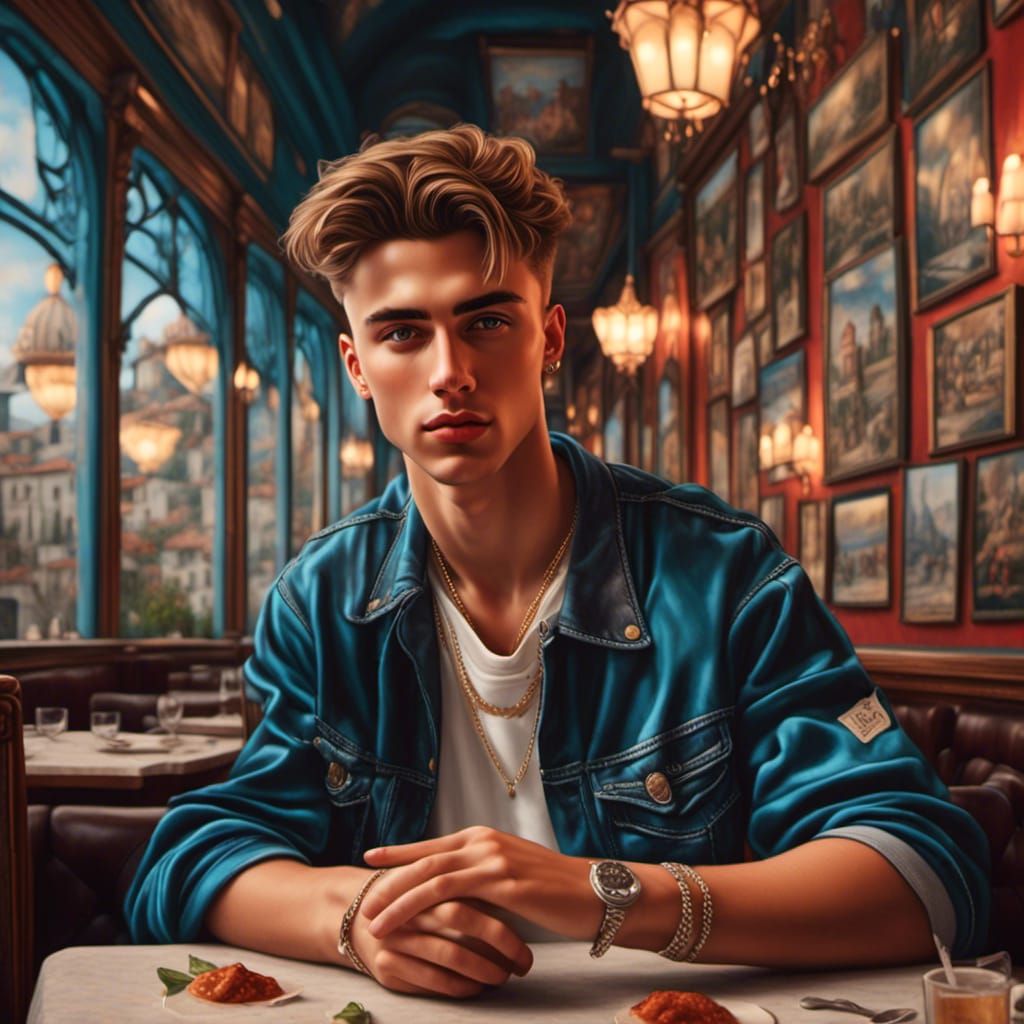 Handsome Lad at Italian Restaurant, 90s Style