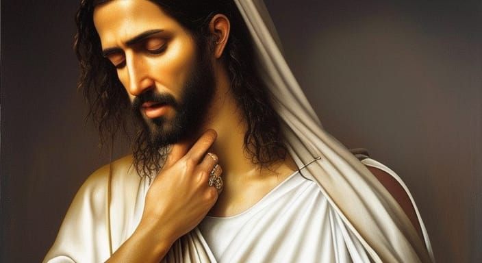 Jesus Raises Lazarus: Biblical Photorealistic Oil Painting