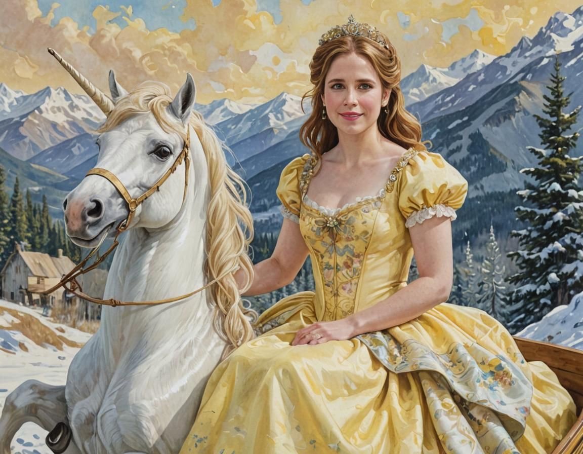 Fairy on Unicorn with Van Gogh Sky