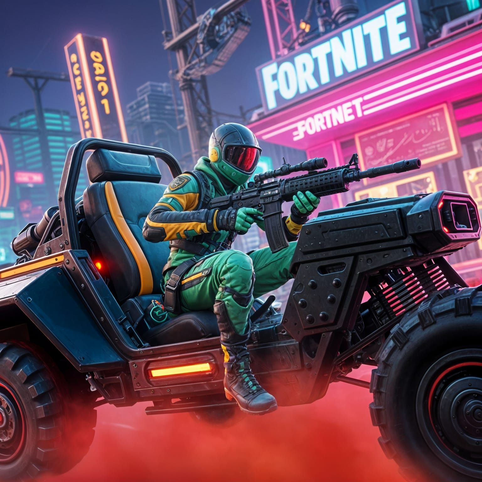 Cyberpunk Jeep Battle in Fortnite