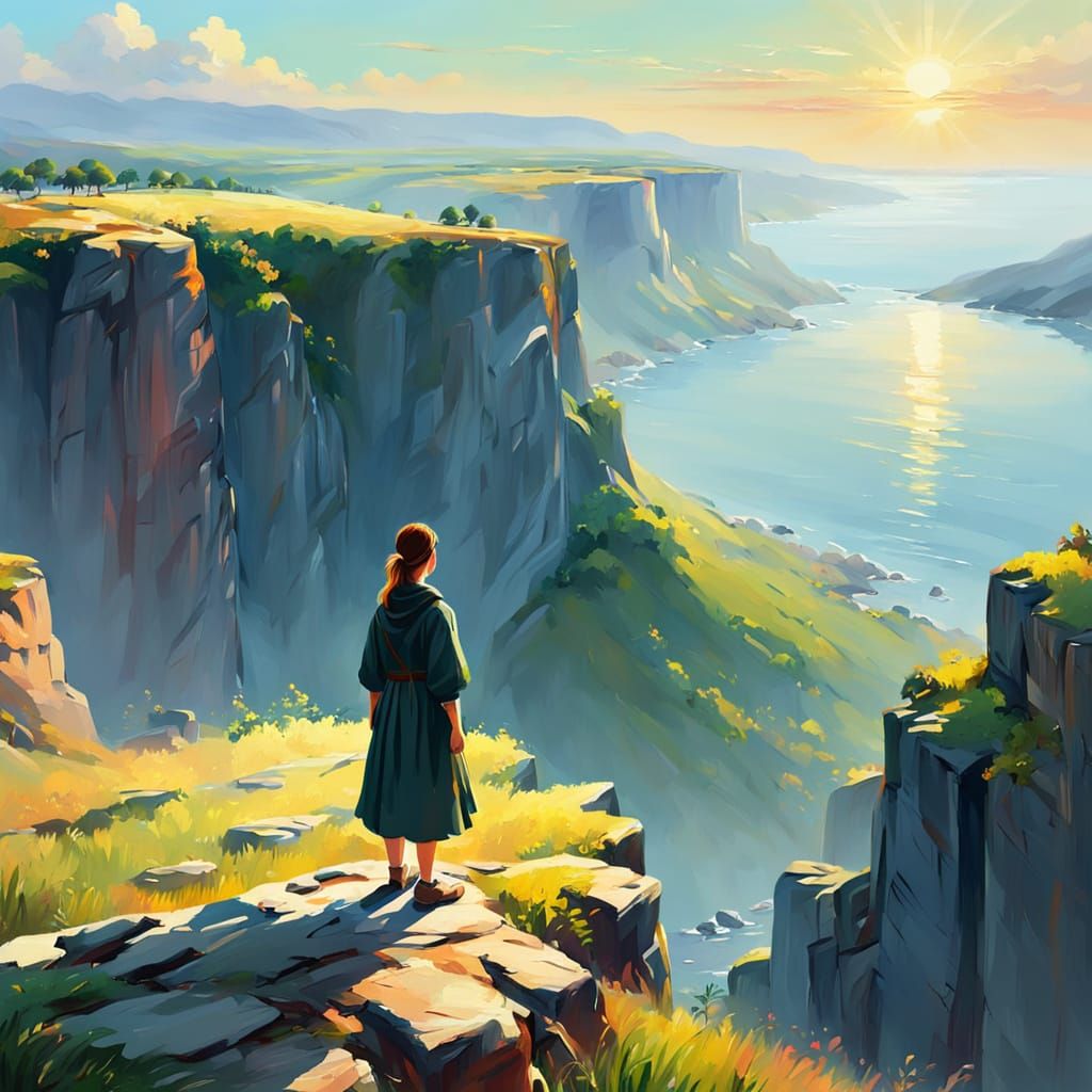 Serene Landscape Painting in Impressionist Style