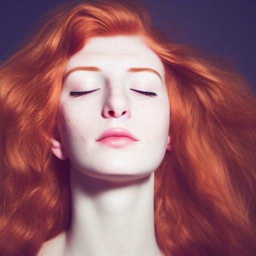 Redhead Woman with Freckles in Fashion Photography Style