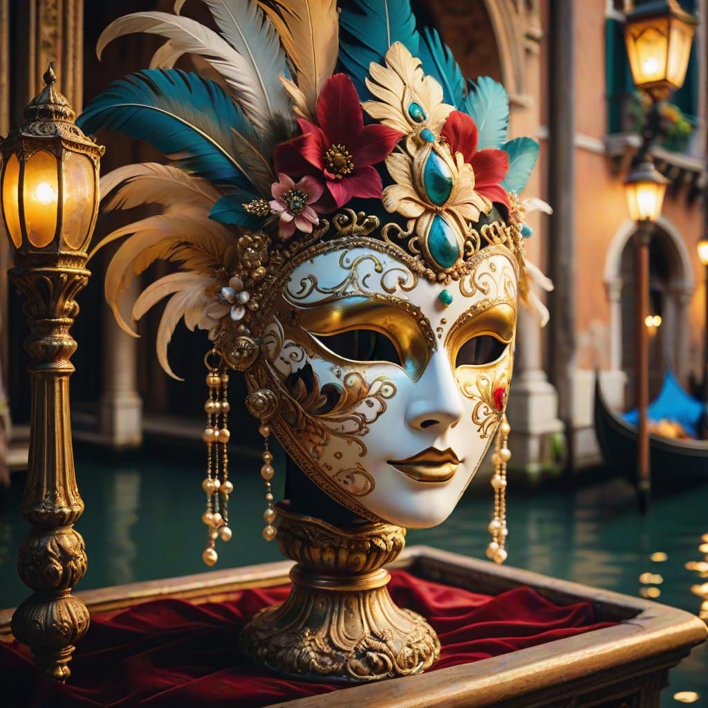 Luxurious Baroque Mask in Cinematic Film Still