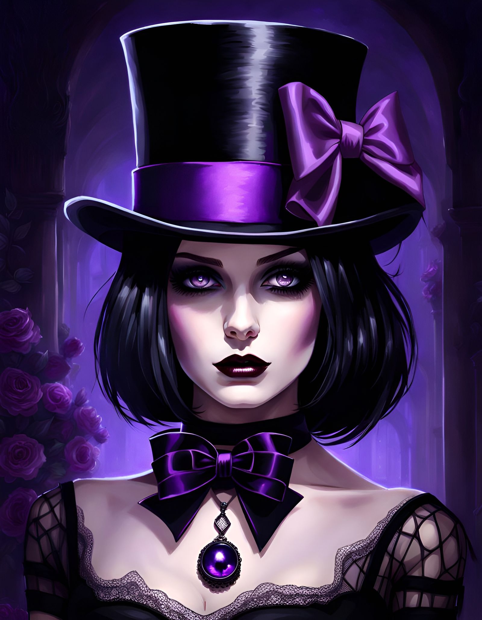 Beautiful Goth Woman in Dystopian Fantasy Style