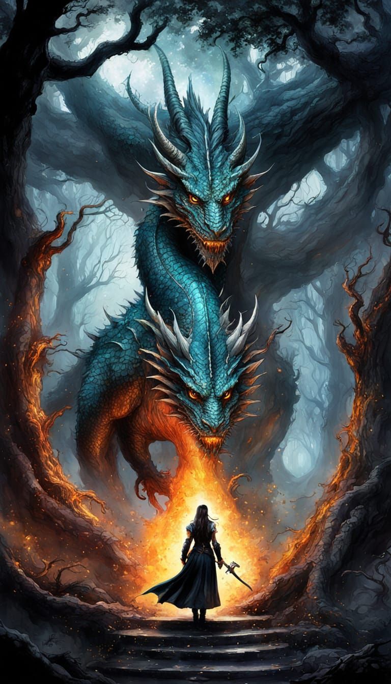 Mystical Encounter in a Dreamy Watercolor Forest