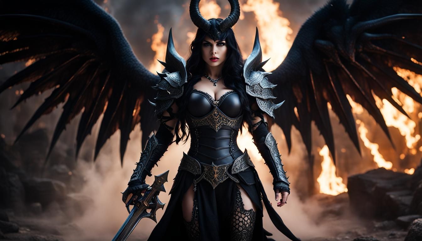 Photorealistic Demon Knight in Desolate Hell Abyss