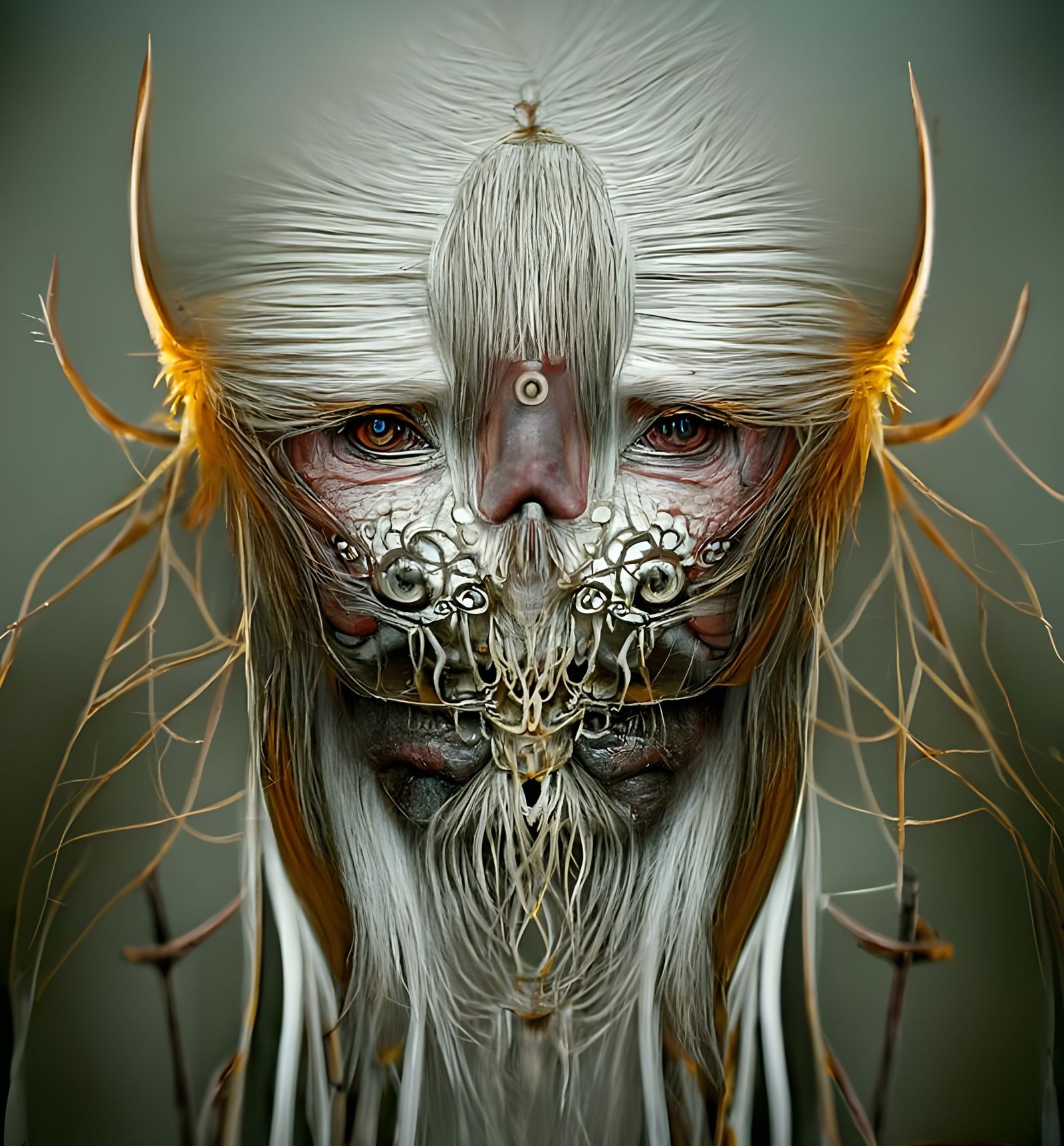 Masked Skeletal Humanoid Creature in Necrotic Portrait