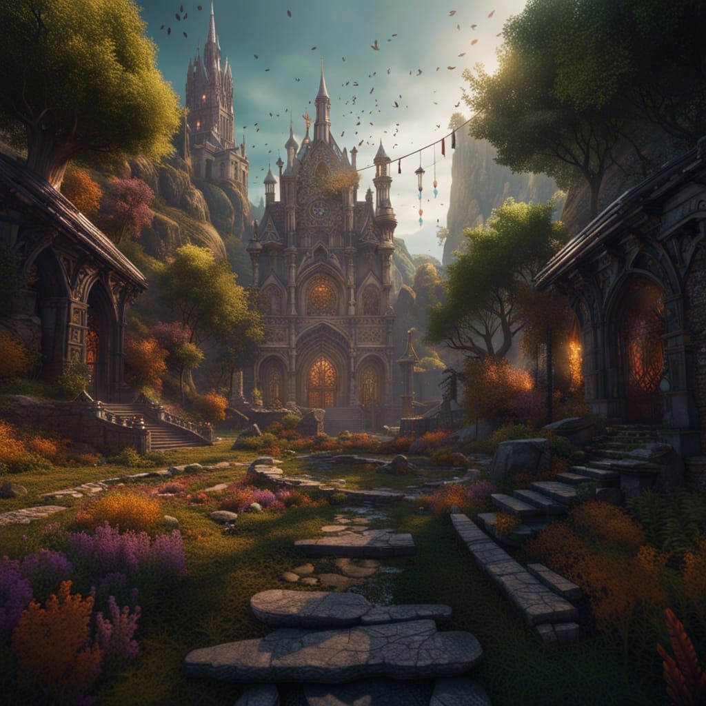 Fantastical Castle Matte Painting in Deep Color