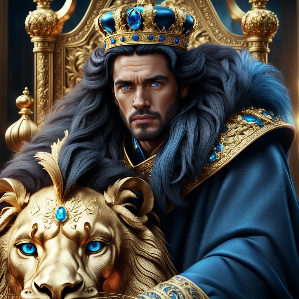 Pensive King on Lion Throne: Digital Matte Painting