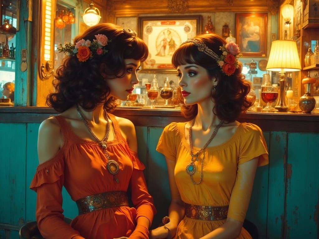 Glamorous Starlet Dreams of Hollywood in Neon Sepia