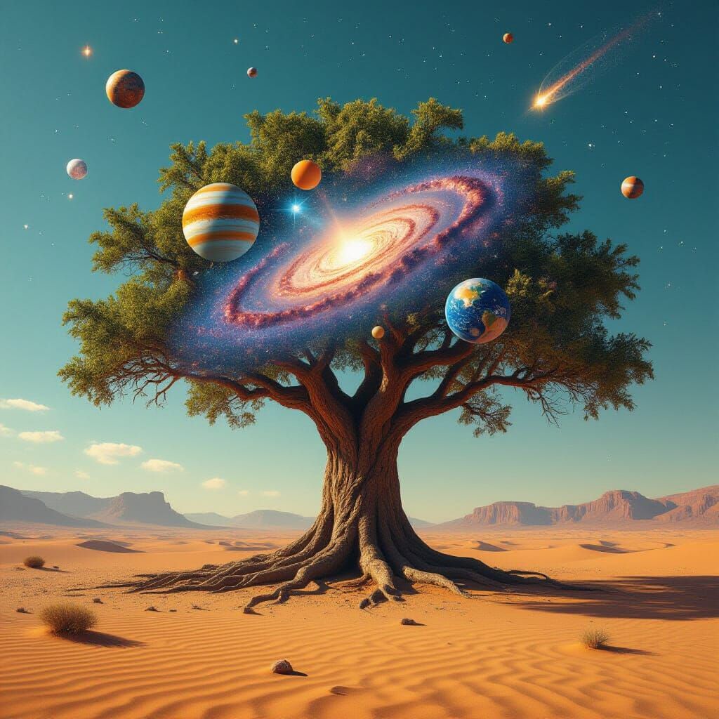 Galactic Tree in Desert, Cinematic Film Still