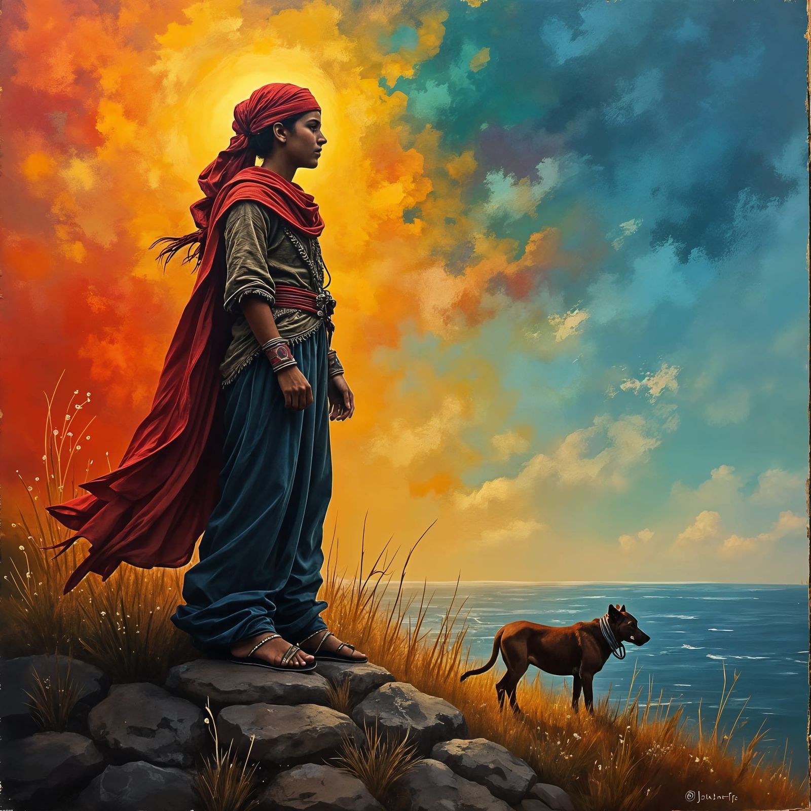 Original Palestinian Portrait with Amazing Background