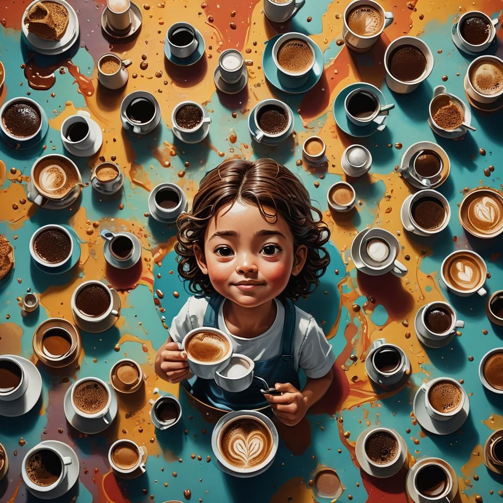 Coffee Portafilter Filled with Miniature People