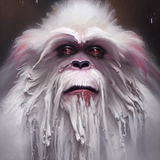 Surreal Cerberus Clown Yeti Hybrid Painting