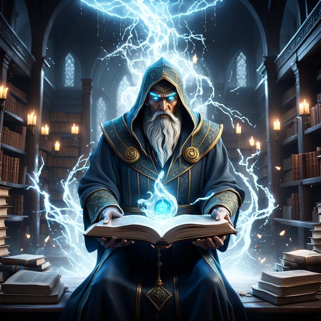 Wizard Casting Spell with Storm Magic