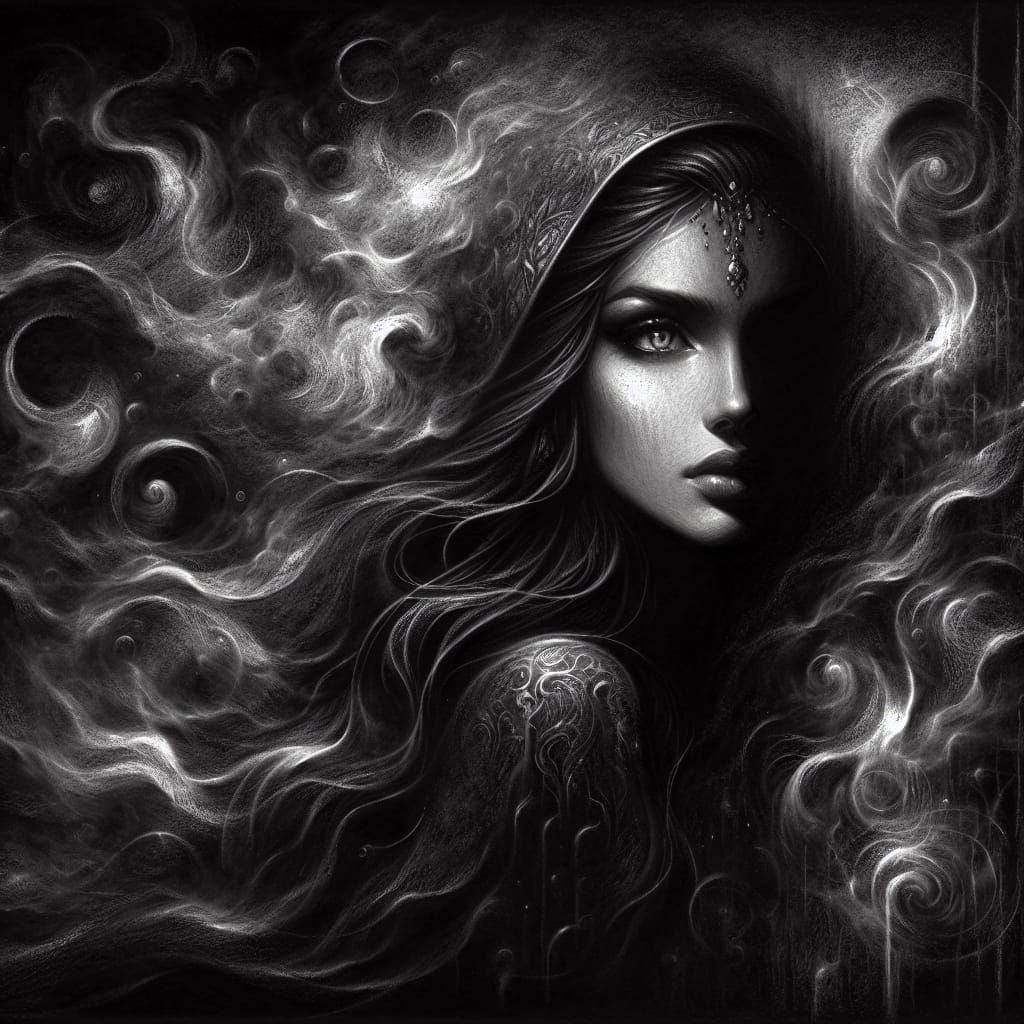 Enigmatic Middle-Eastern Woman Emerges from Shadows in Charc...