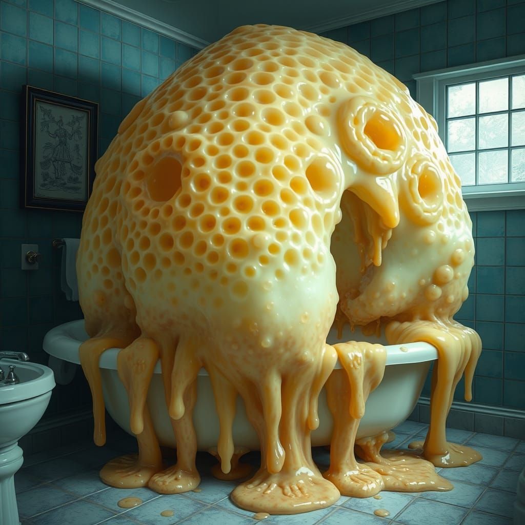 A festering great giant jelly like blob creature with a stra...