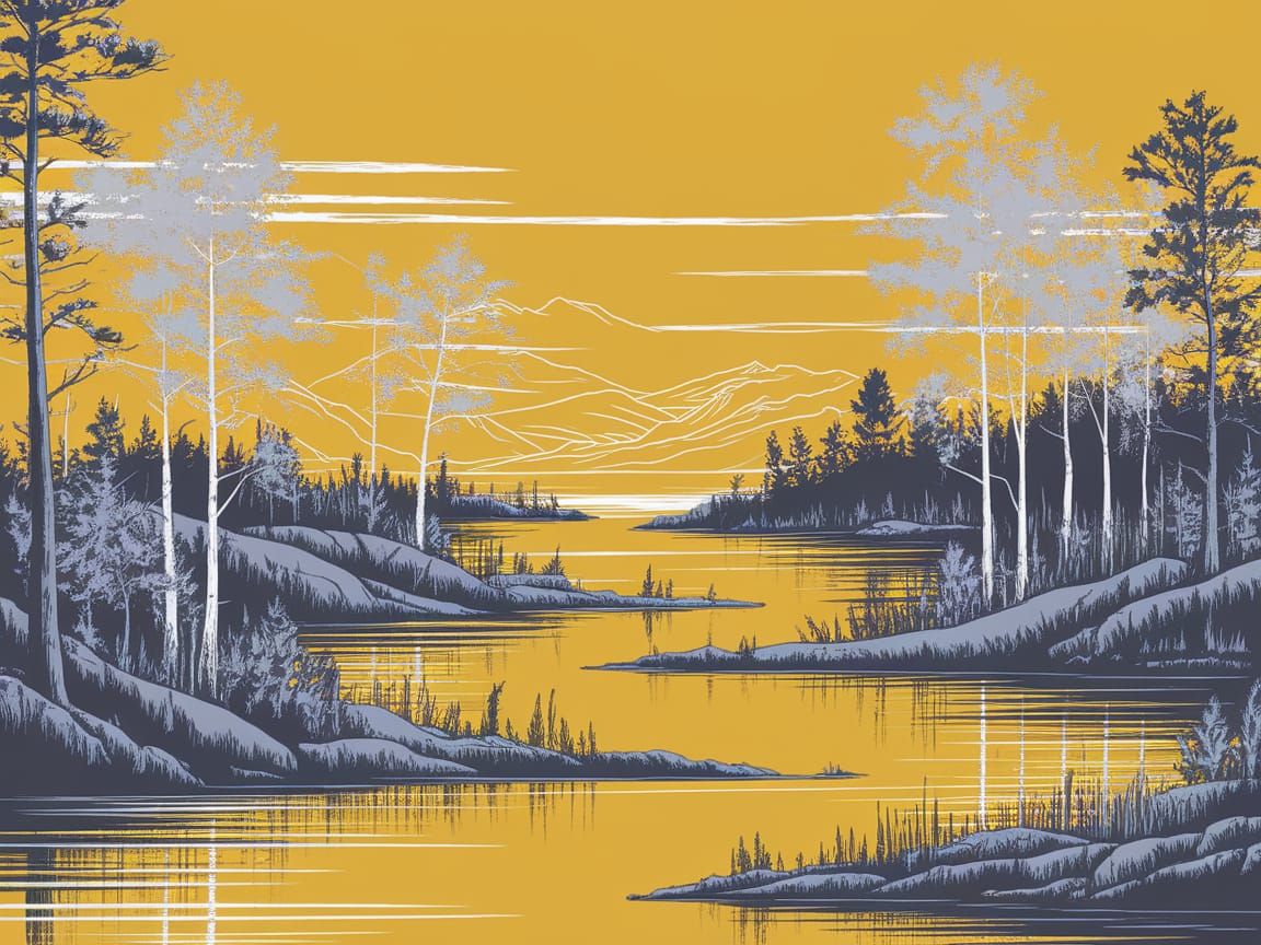 Abstract Dystopian Ink Drawing: Flash Headwaters