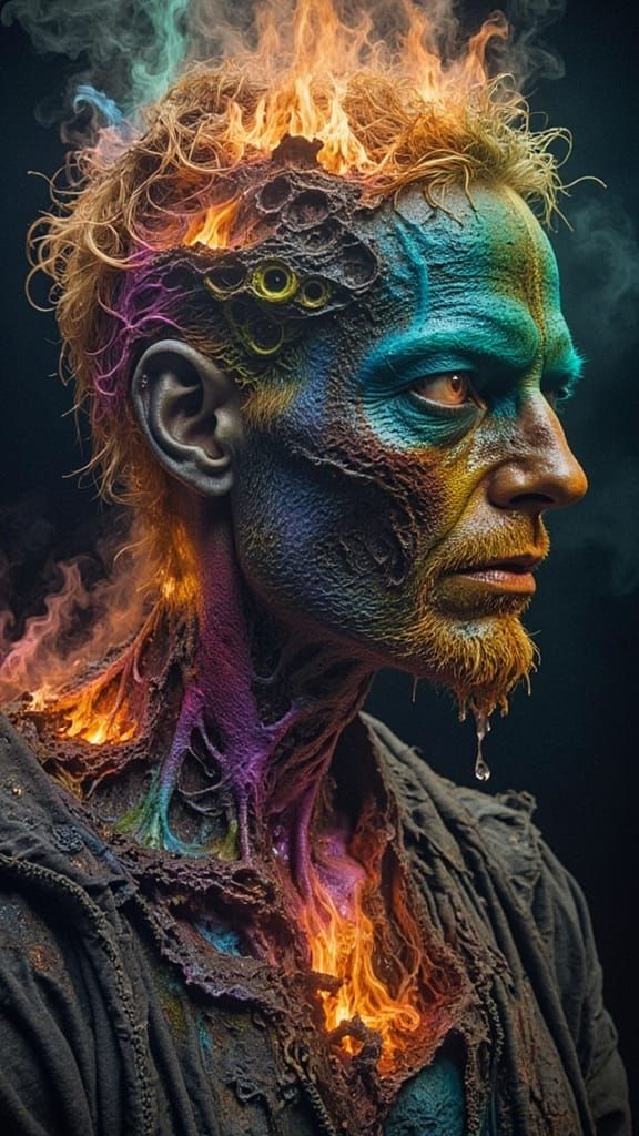 Surreal Rainbow Landscape Inspired by Expressionism and Geom...