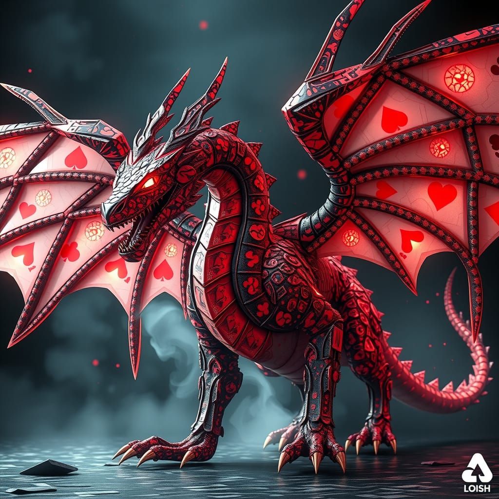 Poker Card Dragon with Magical Aura