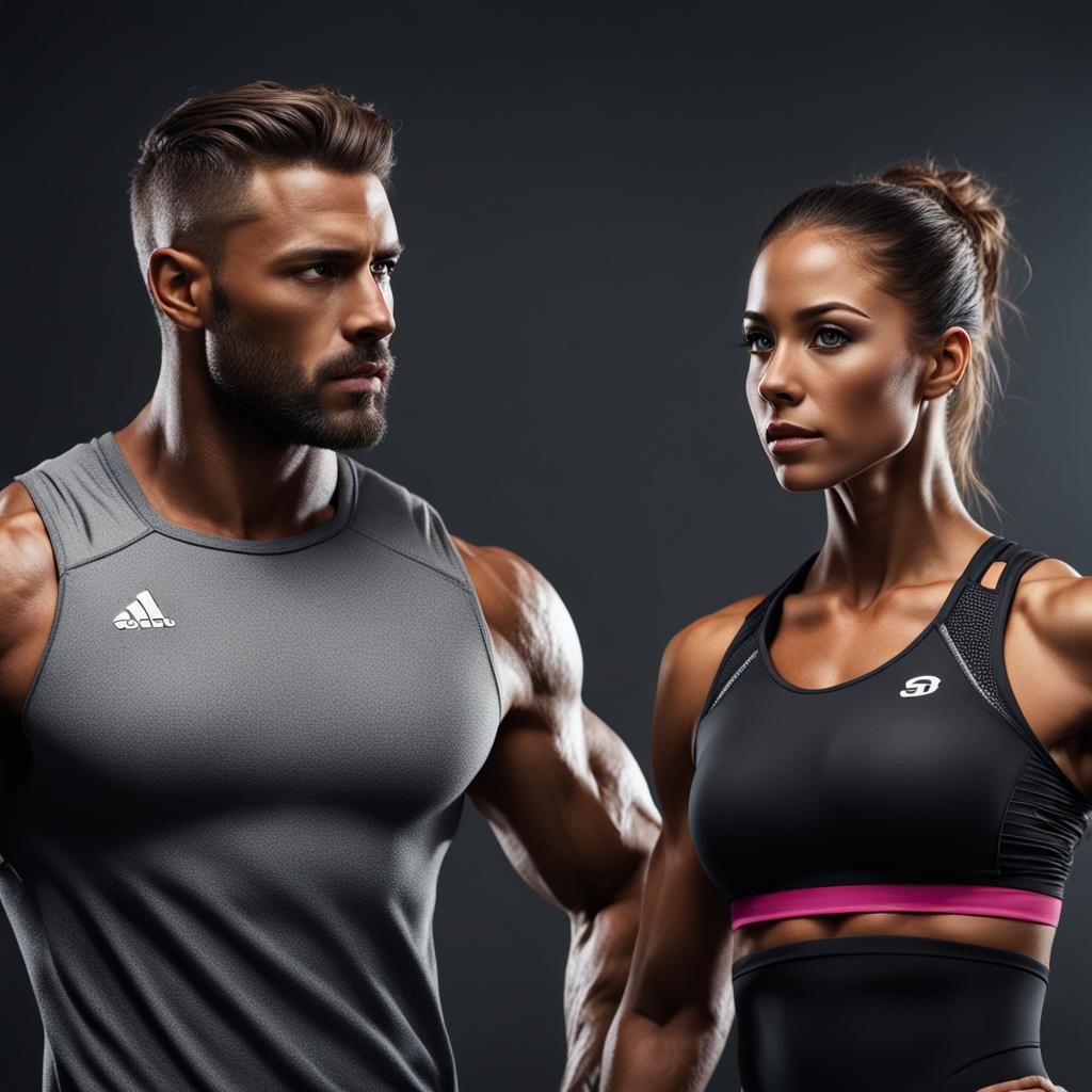 Fitness Couple Portrait in Detailed Matte Painting
