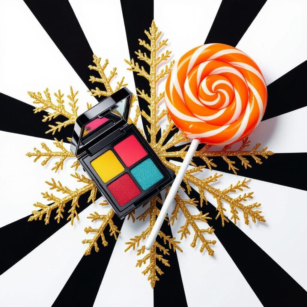 Cosmetic Product and Lollipop in Pop Art Style