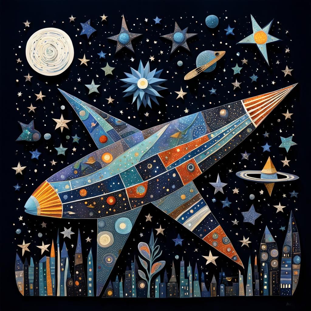 Whimsical Shooting Stars in Surreal 3D Artwork