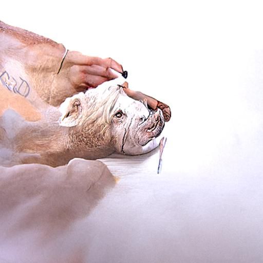 Hyperrealistic Painting of Bulldog by Man