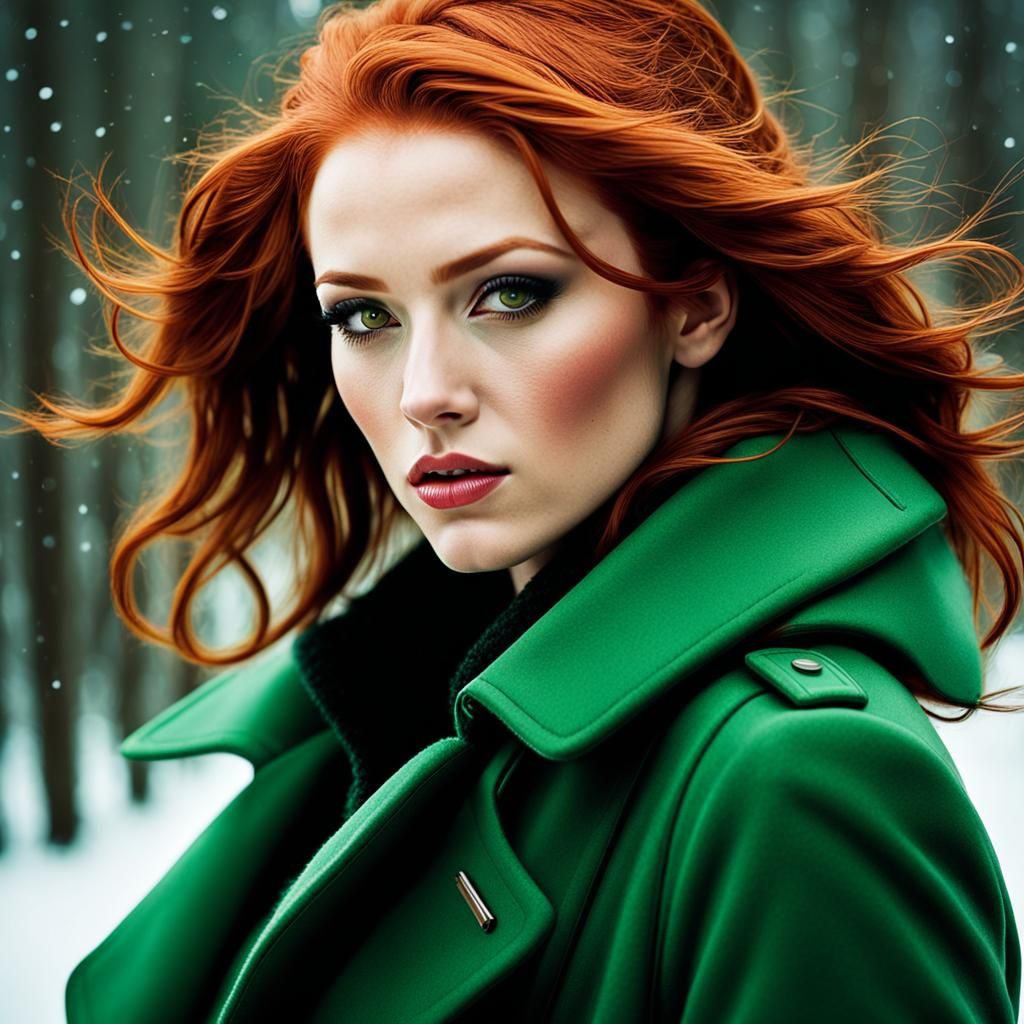 Redhead in winter coat