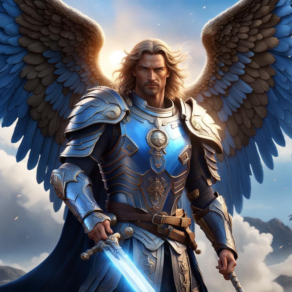 Archangel Michael with Light Sword: Digital Matte Painting