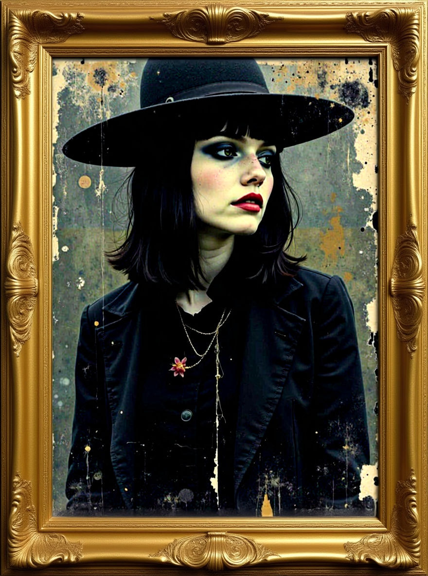 Modern Goth Girl in Dark Atmospheric Collage