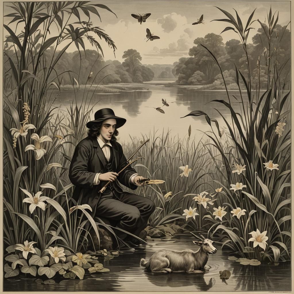 Pan Creates a Flute by the River