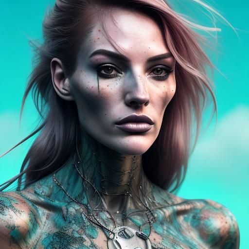 Futuristic Alien Topmodel in Postmodern Film Set