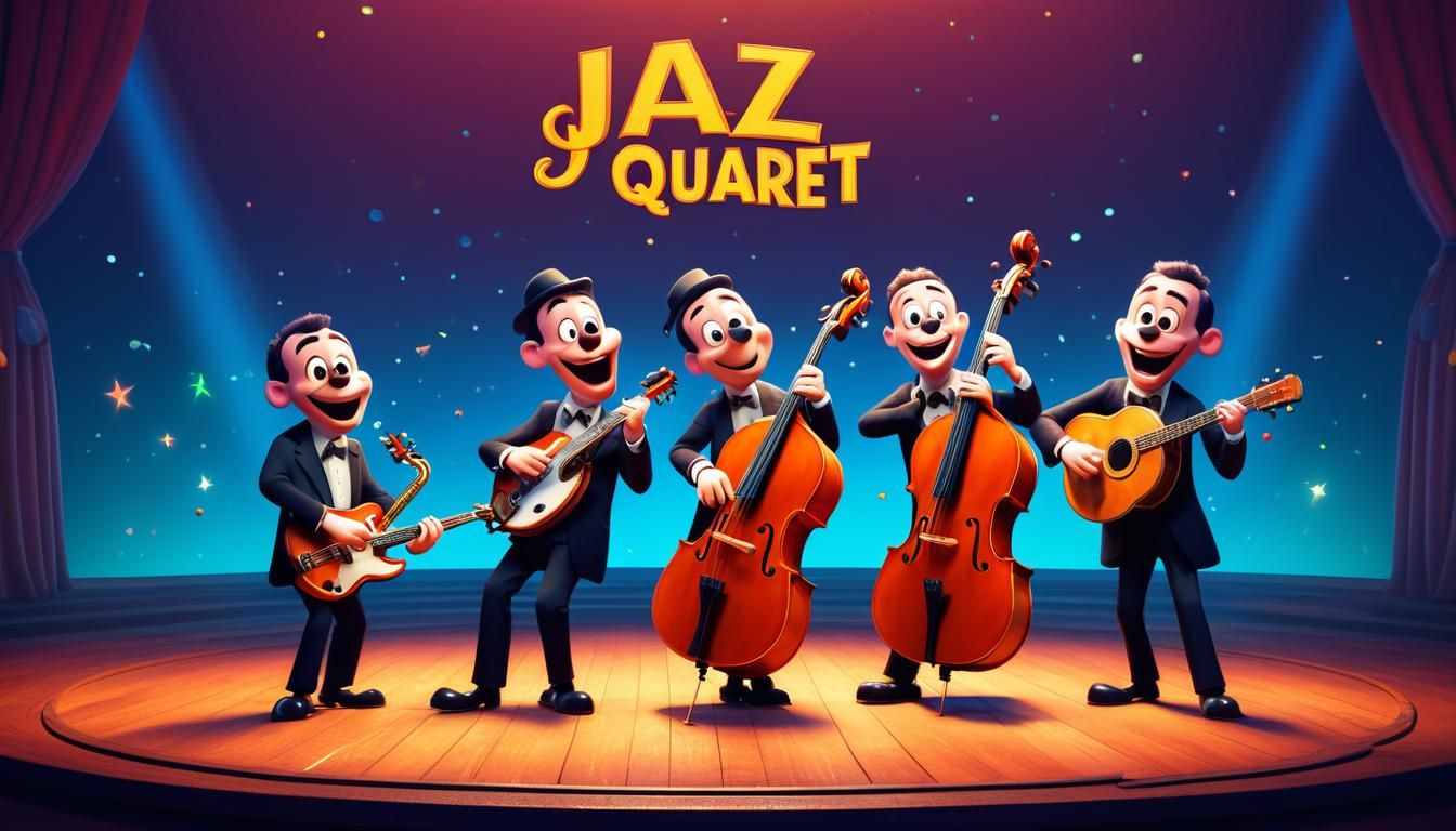 Vintage Album Cover for Jazz Quartet in Pixar Style