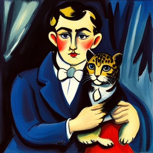 Vampire Lord and Leopard Cub in Persian Miniature Style