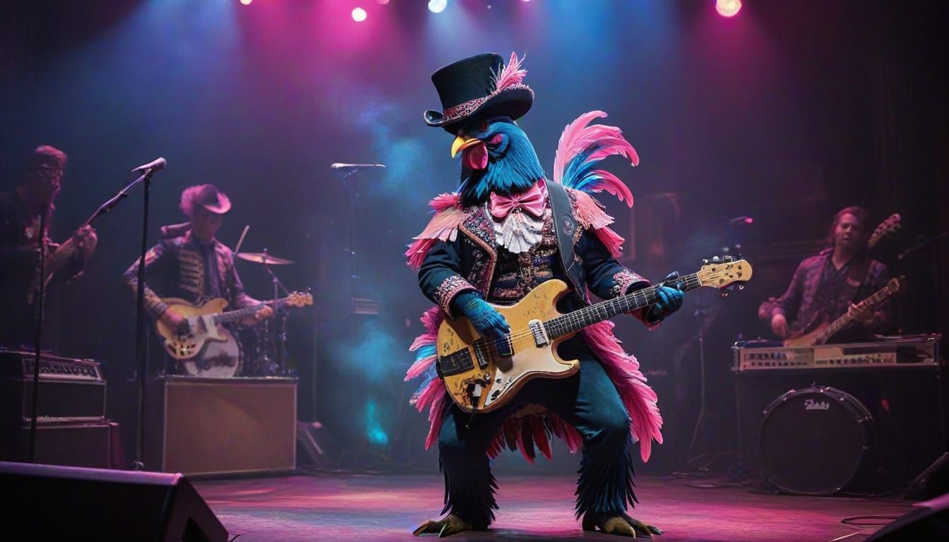 Rockstar Rooster Shreds in Splashy Stage Scene