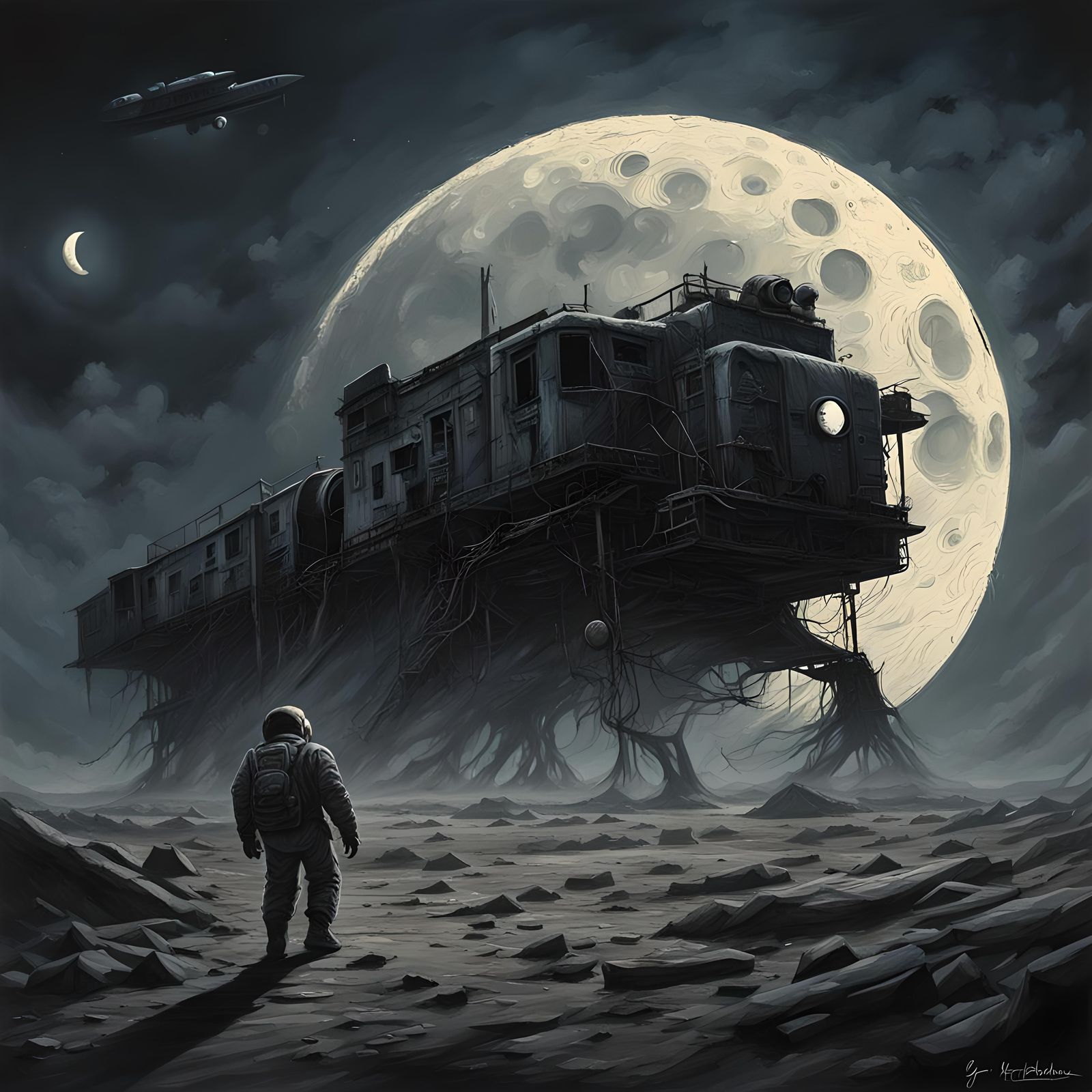 Sinister Moon: A Future Lost, in Painterly Style