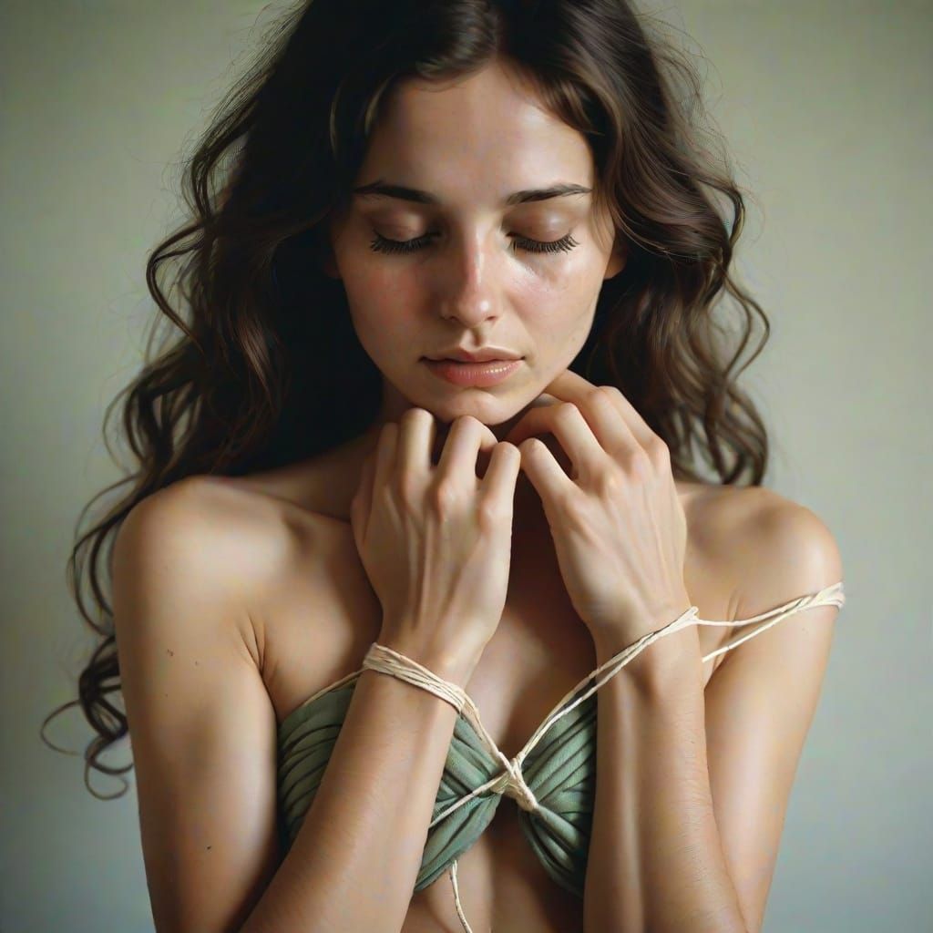 Beautiful Woman in Grainy 1970s Film Style Portrait