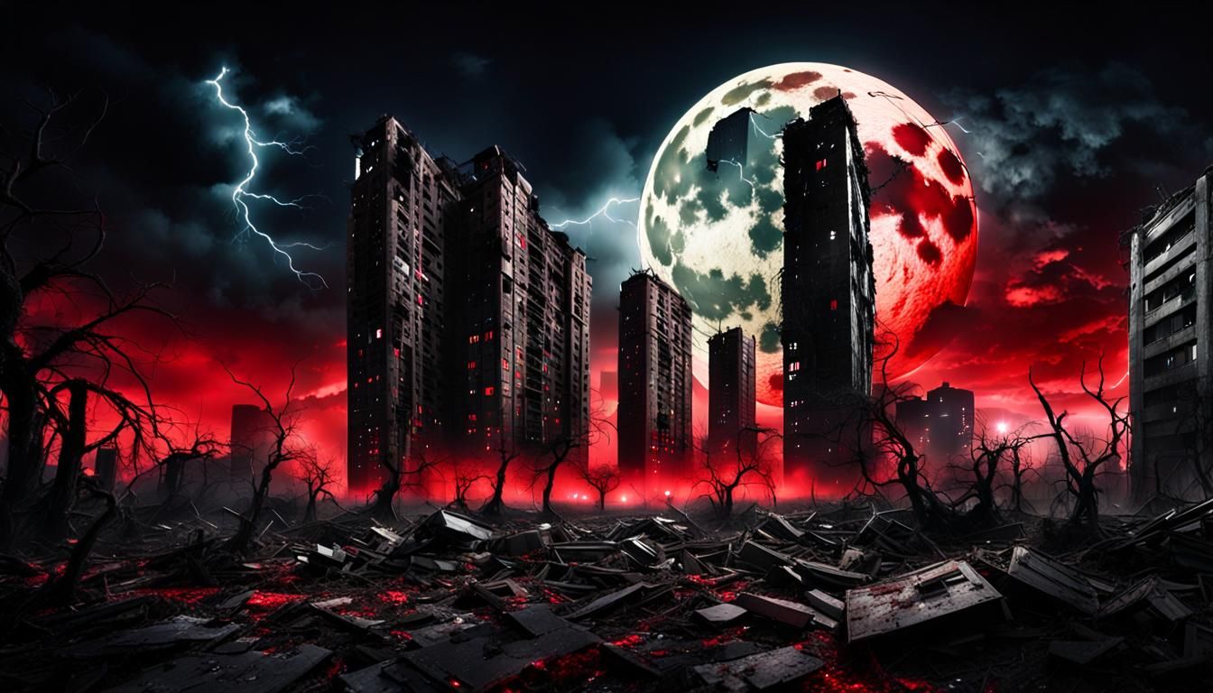 Mystical Abandoned Metropolis Under Starry Sky