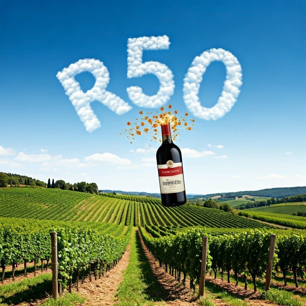 Wine Label Celebration with Vineyard Landscape