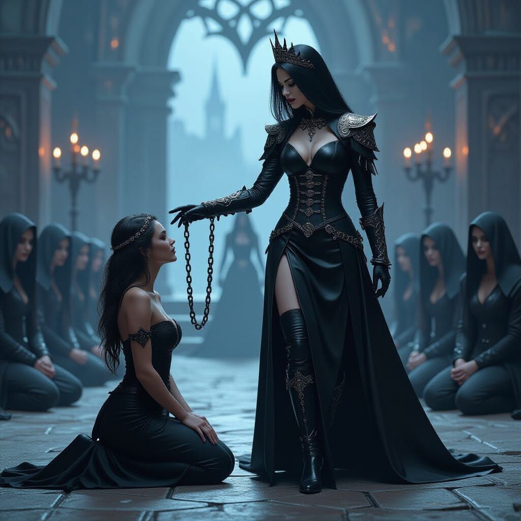 Vampire Queen in Gothic Fantasy Scene