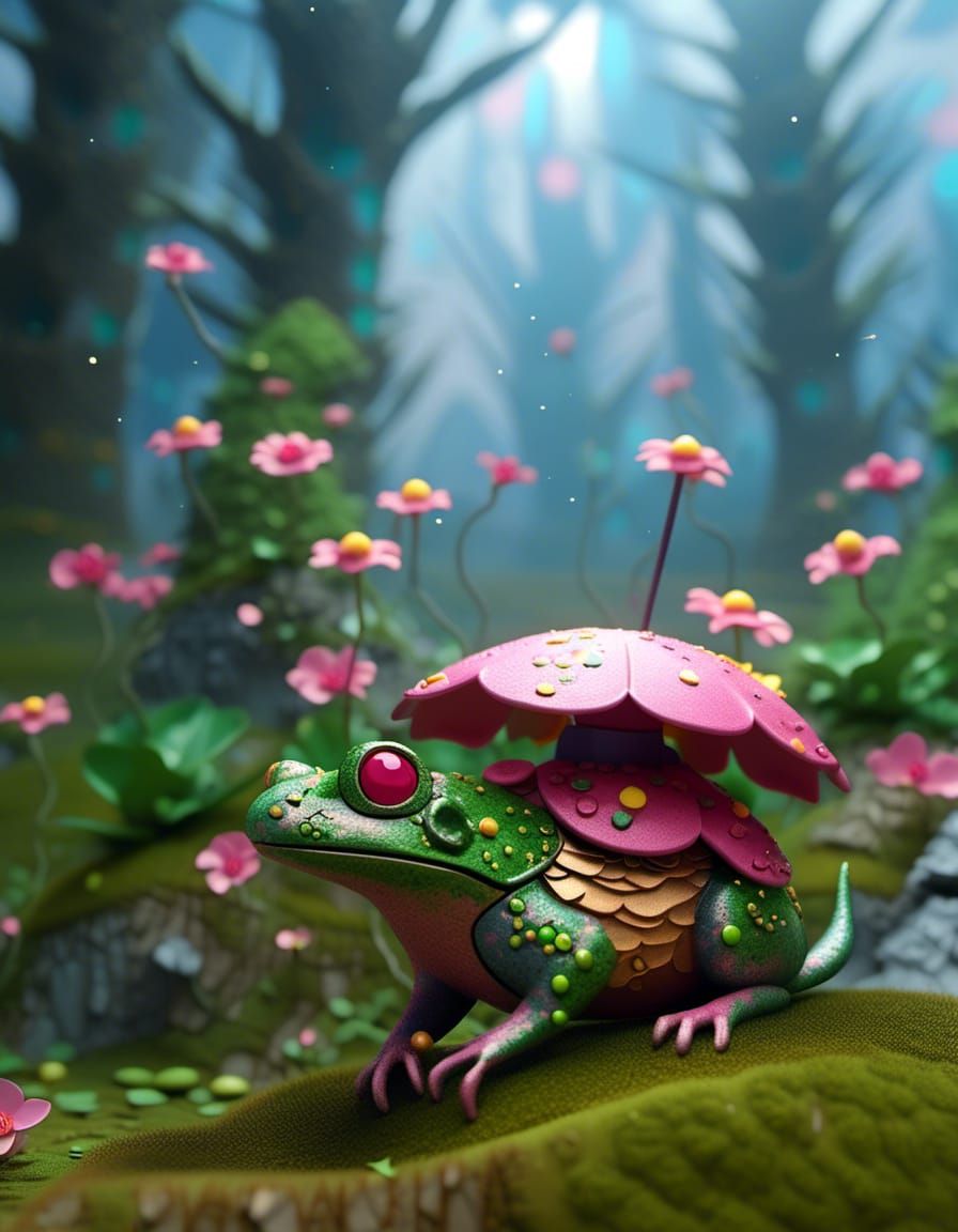 Mice Tea Party on Toadstool, Dreamcore Painting