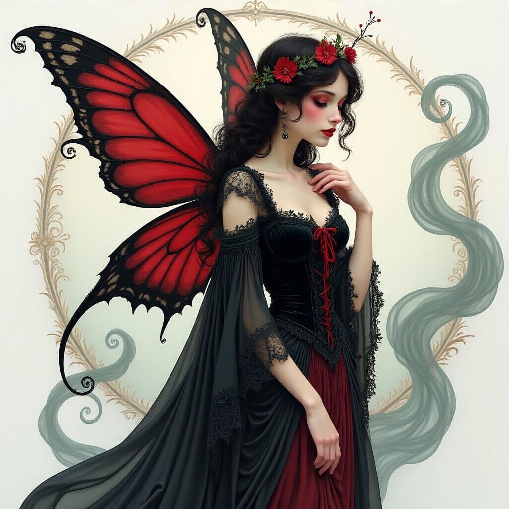 Elegant Fairy in Art Nouveau Style