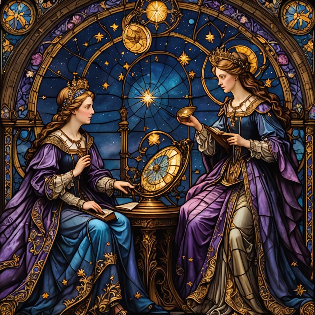 Gothic Stained Glass: Victorian Astronomers Study Starry Ski...