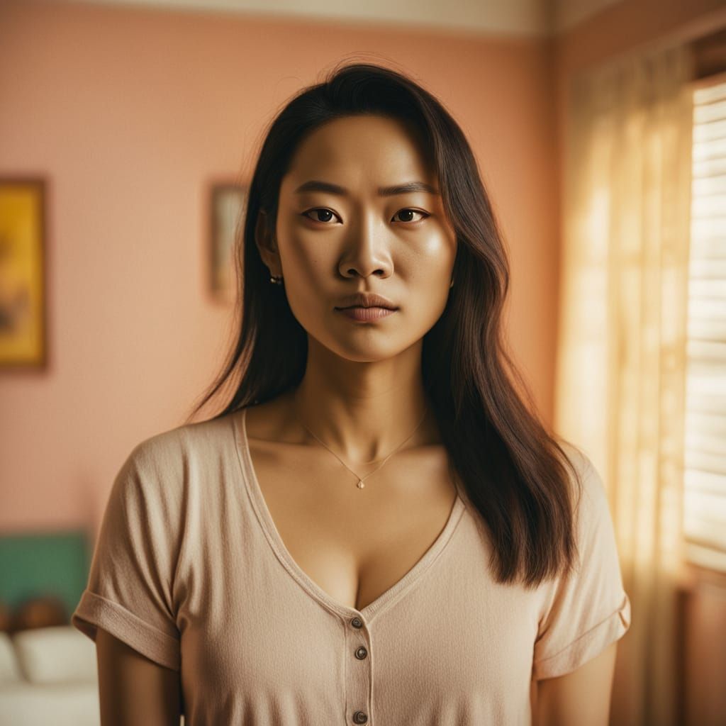 Realistic Portrait of Filipino Trans Woman in Room