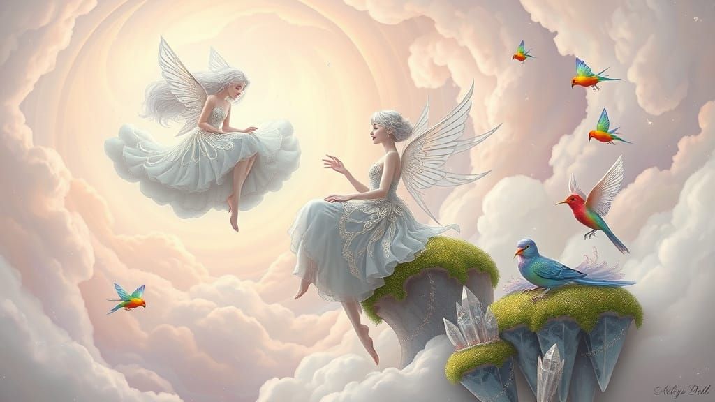 Celestial Beings in Iridescent Gowns