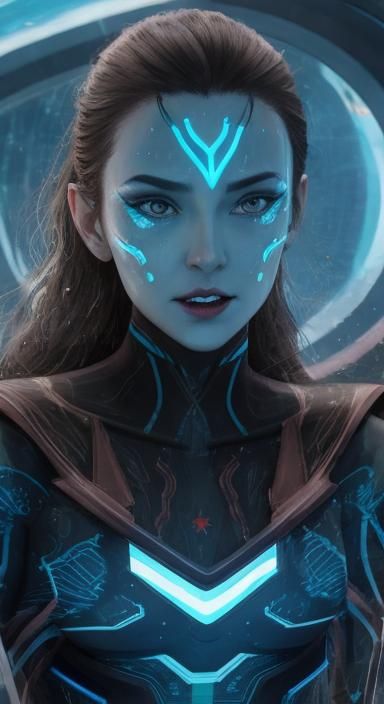 Tron Girl in Spaceship with Wet Hair