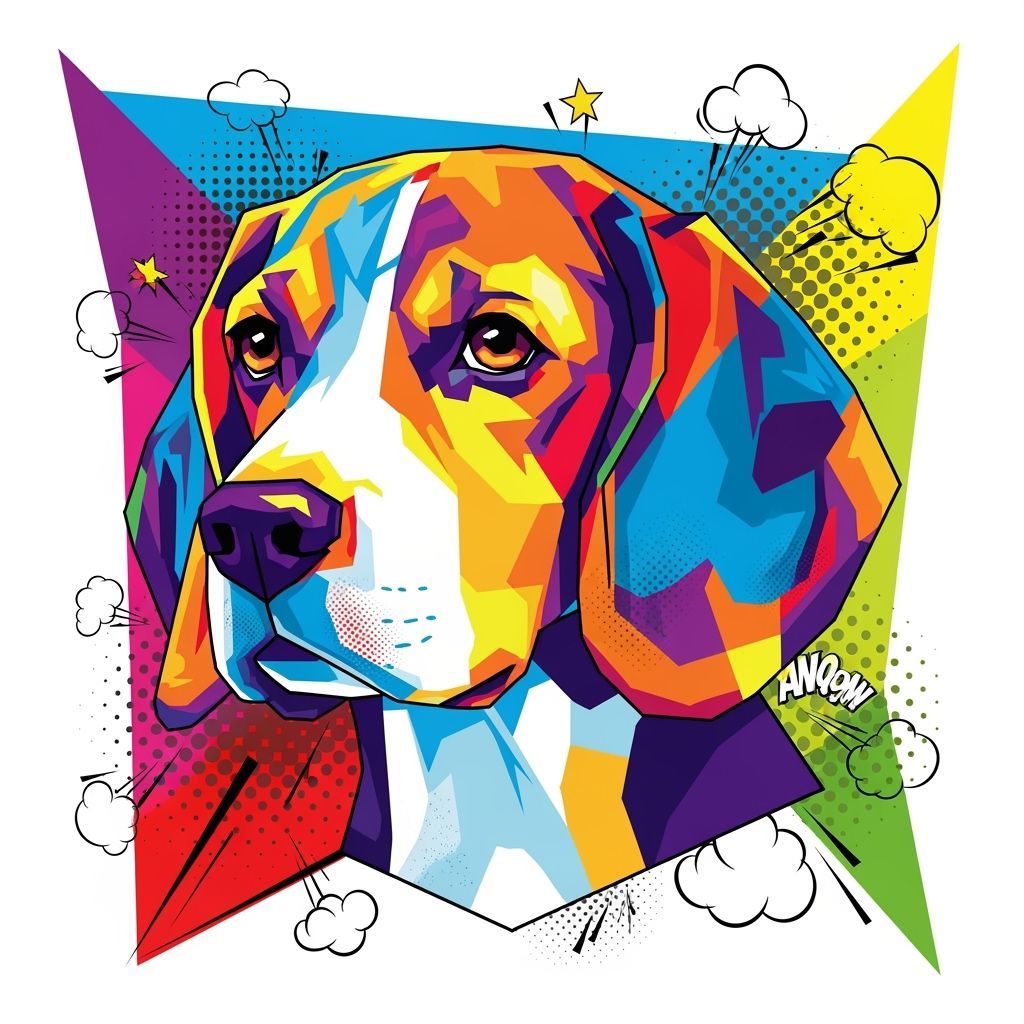 Vibrant WPAP Beagle Dog Head Art